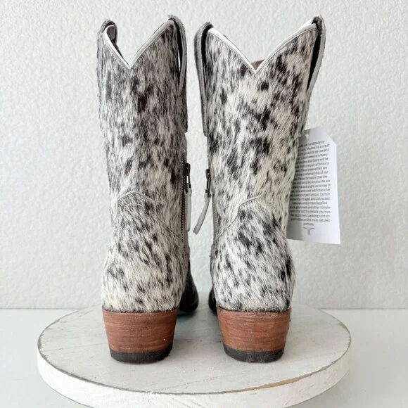 NEW Lane PLAIN JANE Hair on Hide Womens Cowboy Boots 7 Mid Calf Cowhide Western - Picture 3 of 11